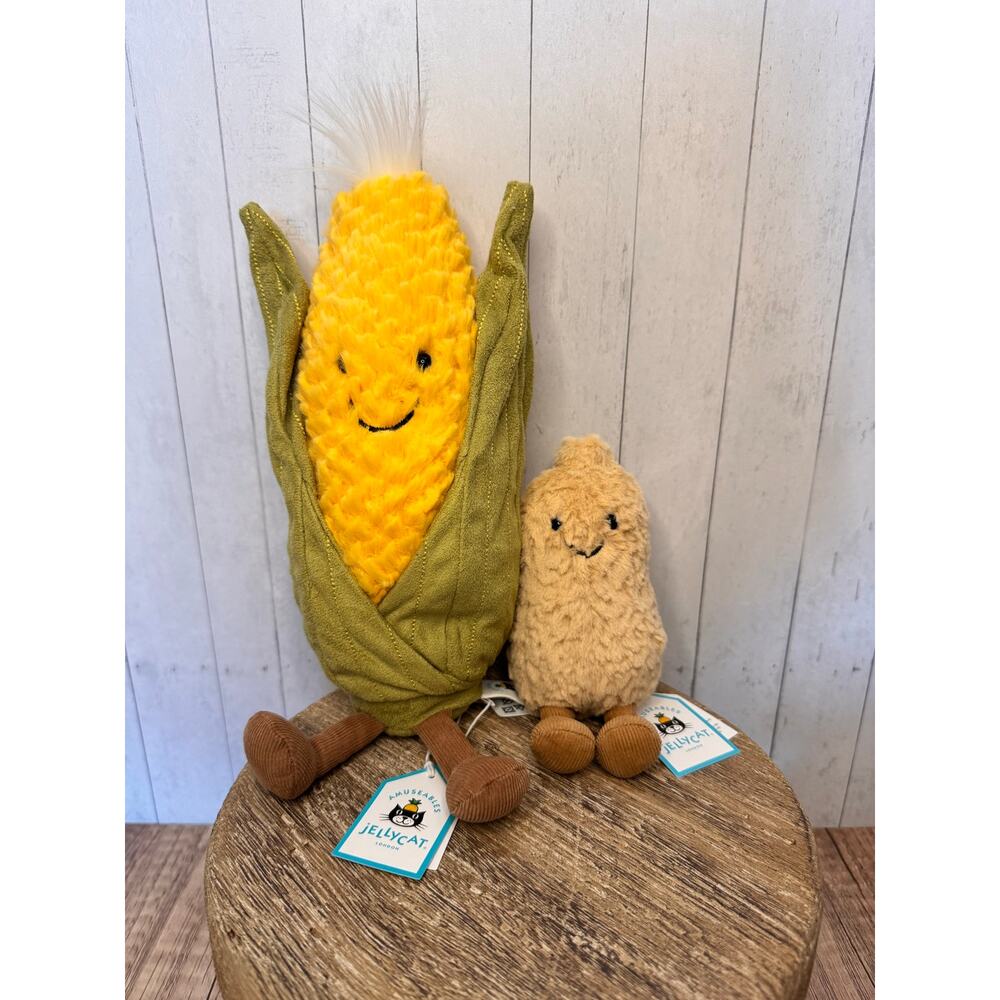 Jellycat Bundle Peanut and Corn Authentic Jellycat Amuseables FAST SHIP NEW